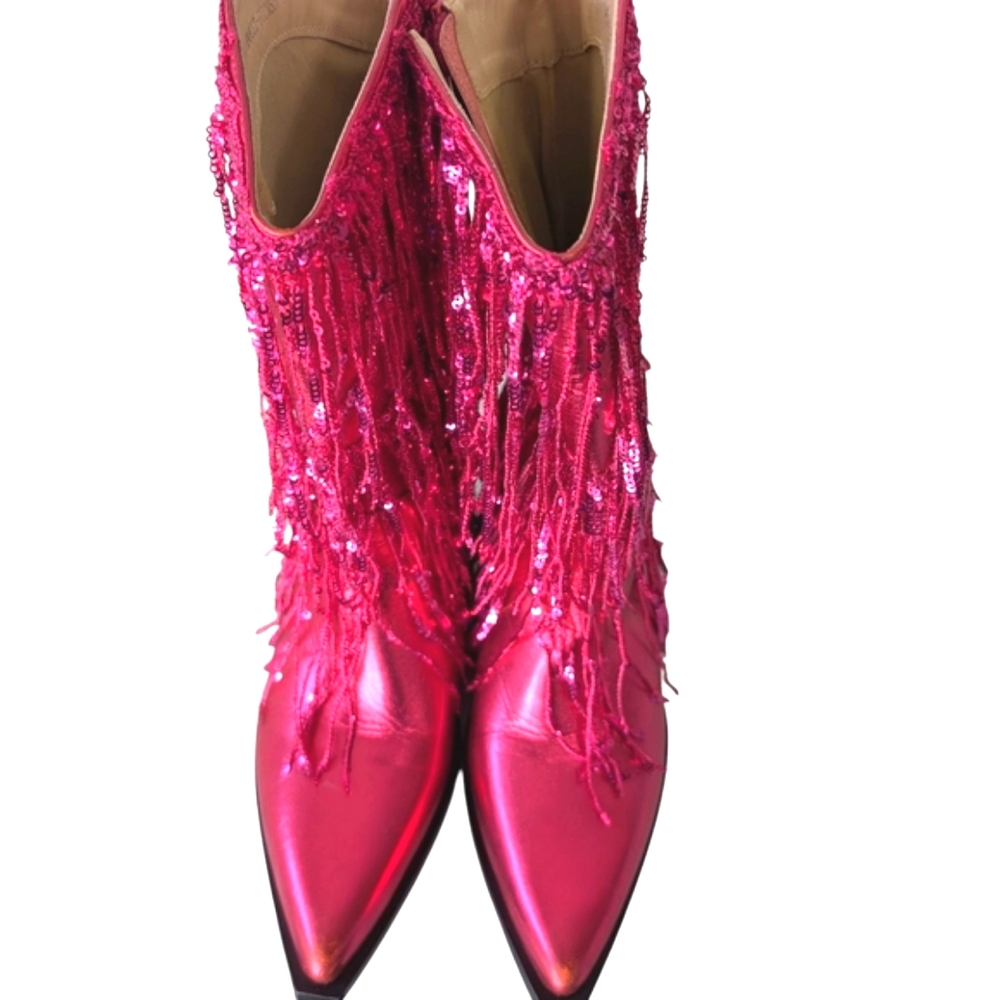 Azalea Wang Ranger tasseled western boots in fuschia-Pink....Size 7 - Picture 5 of 10
